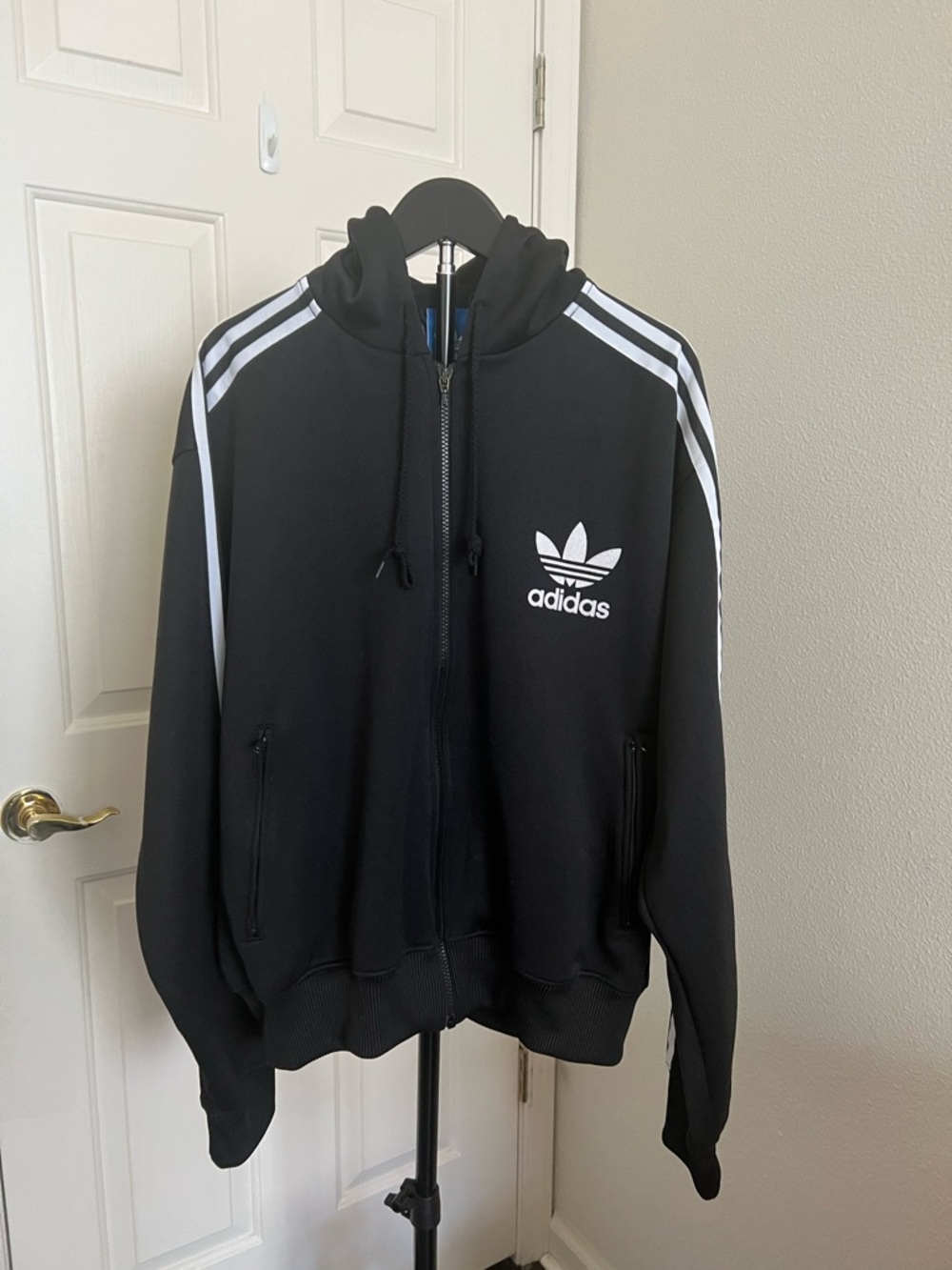 TWO Adidas Black Track Jacket with pockets and full zipper